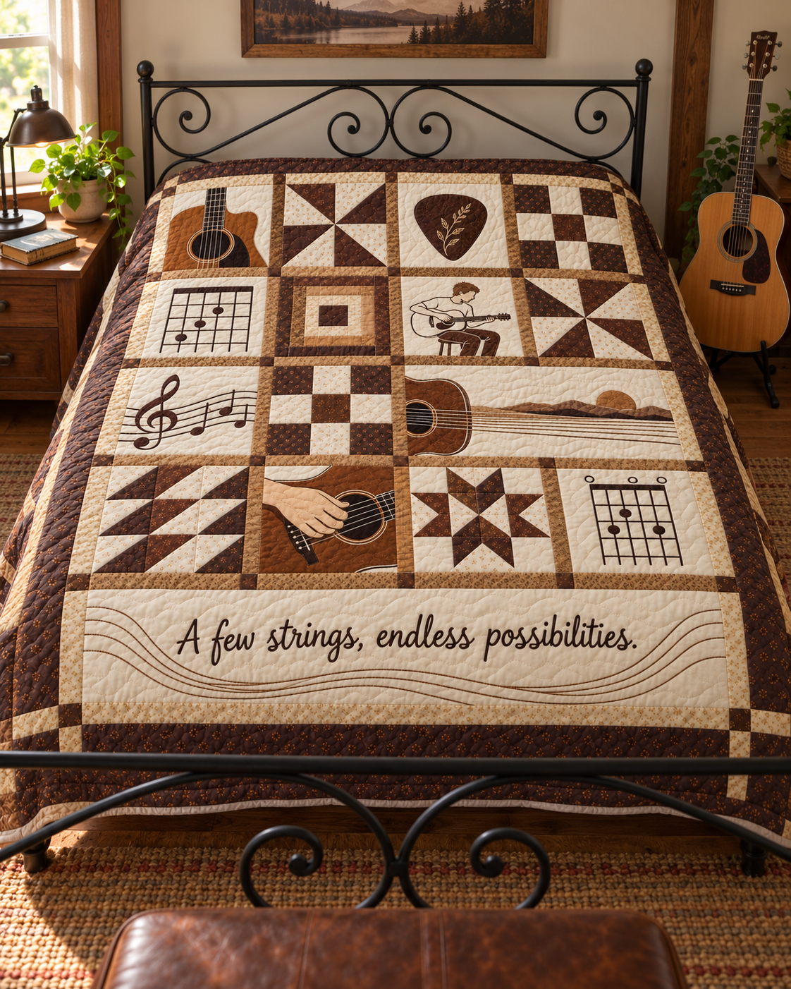 Six String Stories TD281026040 Quilt Blanket — bed