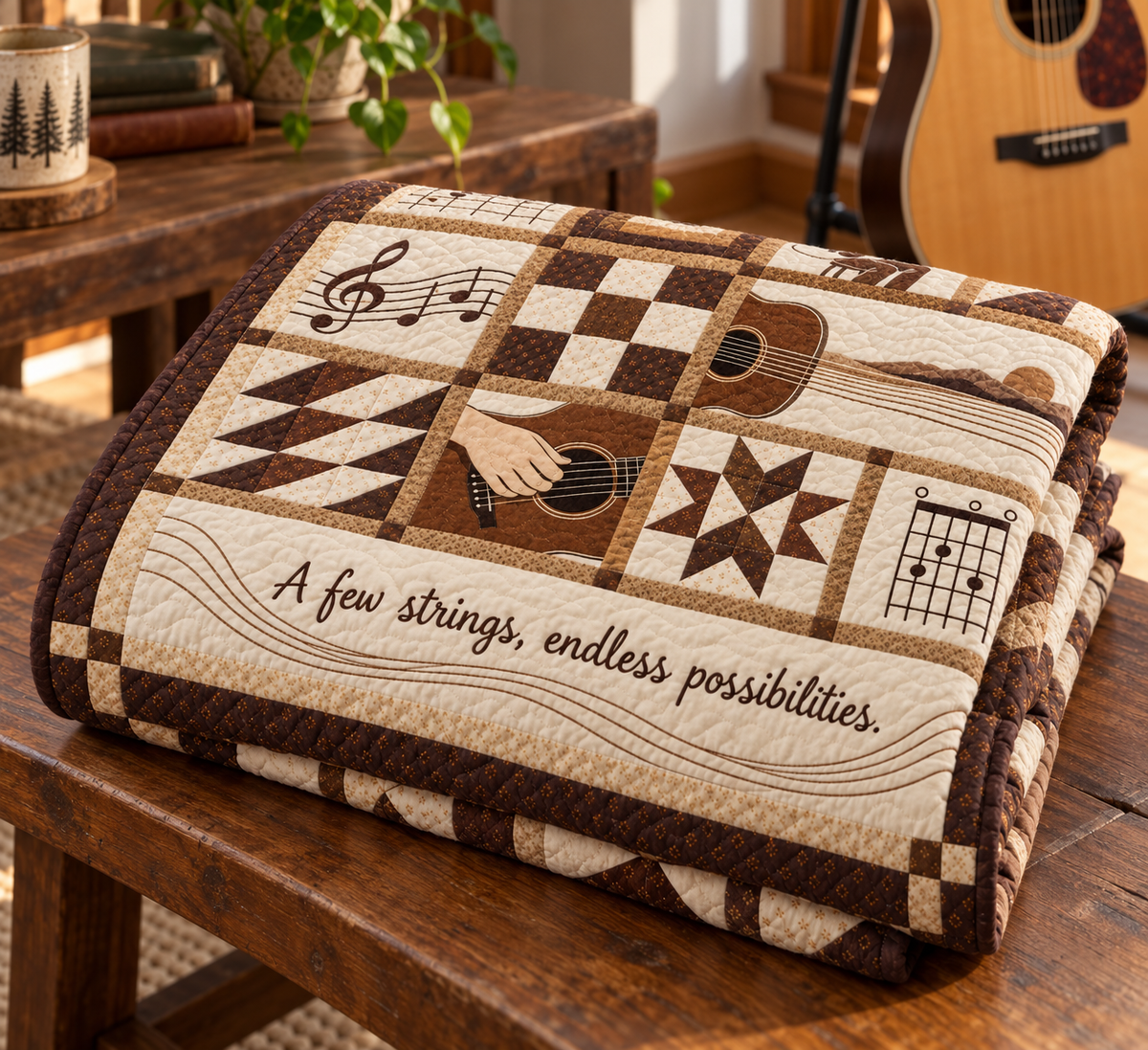 Six String Stories TD281026040 Quilt Blanket — folded