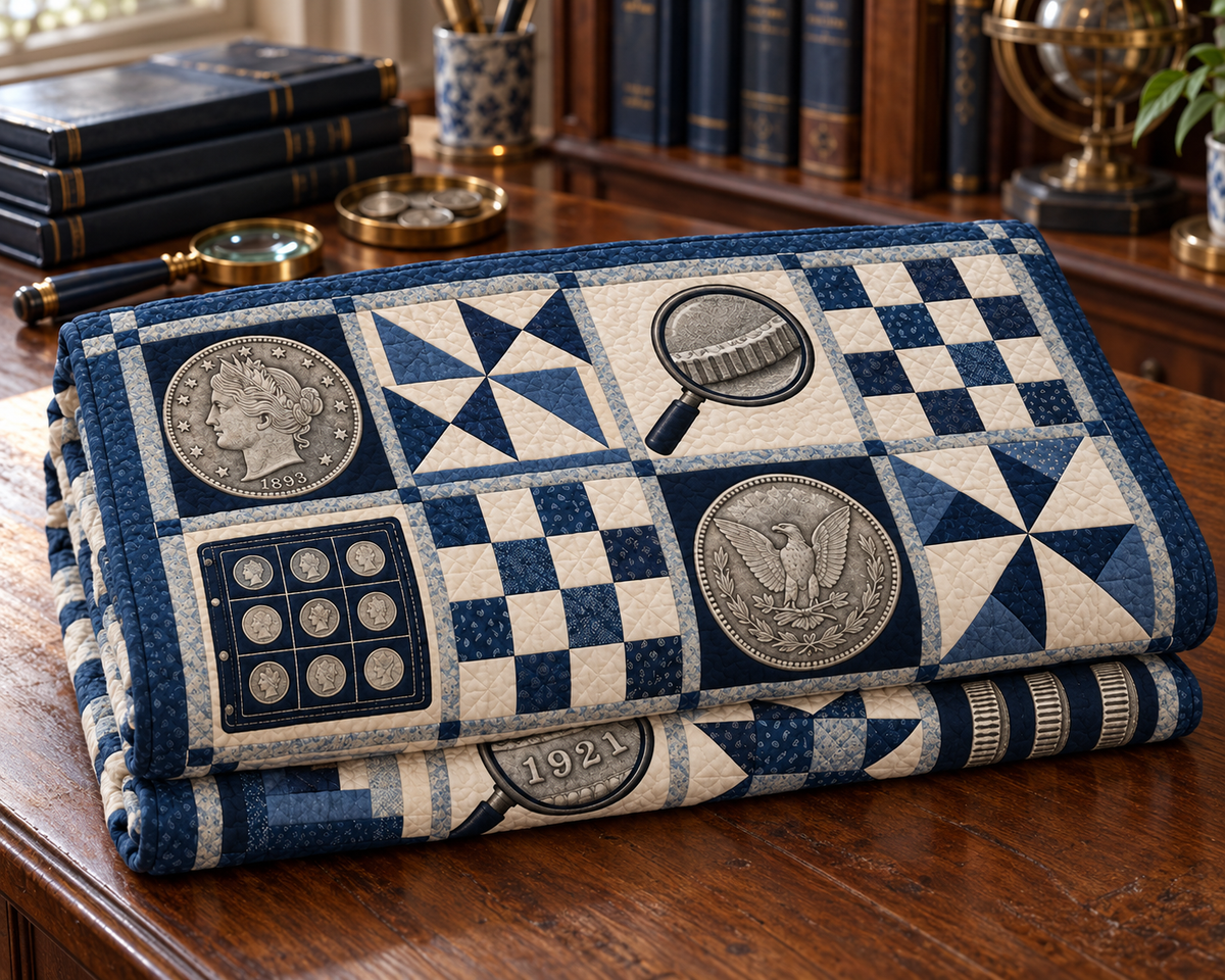 Small Coins Long Stories TD281026047 Quilt Blanket — folded