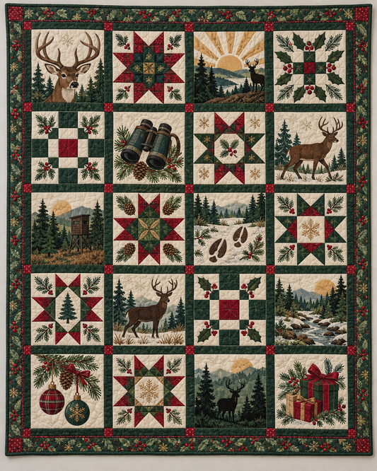 Woodland Christmas Dawn Quilt Blanket — main design