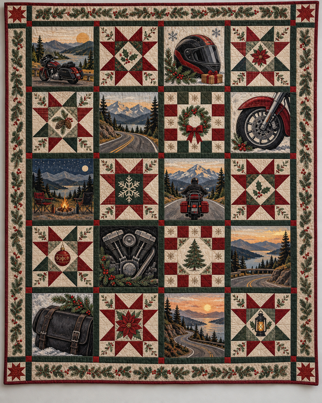 Yuletide Open Road Quilt Blanket — main design