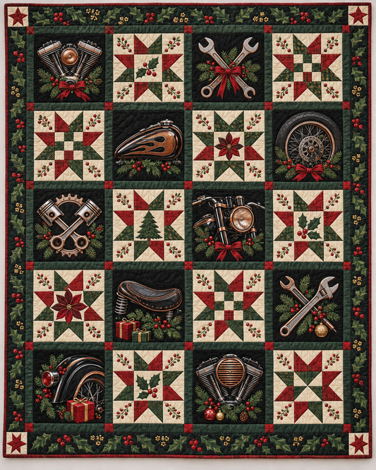 Chrome & Christmas Quilt Blanket — main design