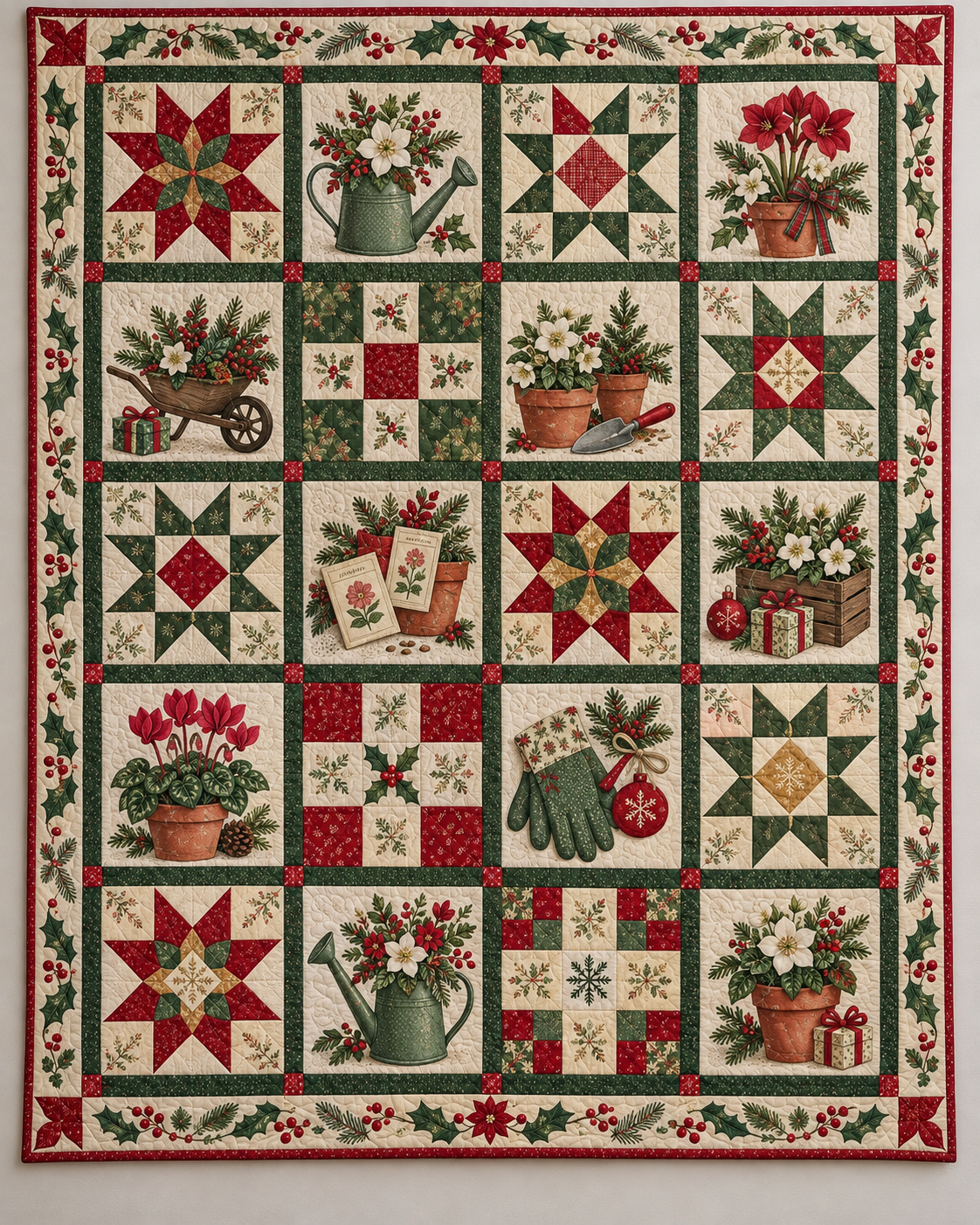 Garden of Christmas Wishes Quilt Blanket — main design