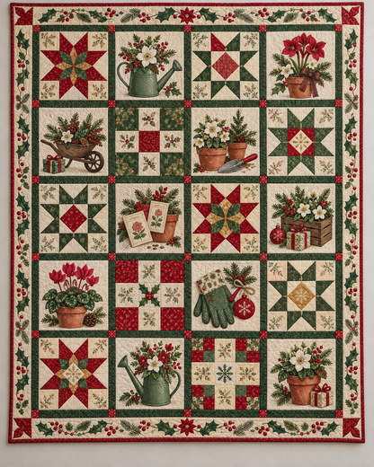 Garden of Christmas Wishes Quilt Blanket — main design