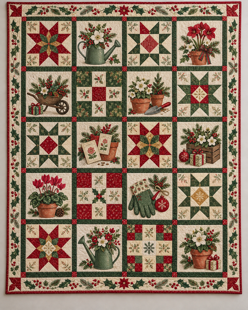 Garden of Christmas Wishes Quilt Blanket — main design