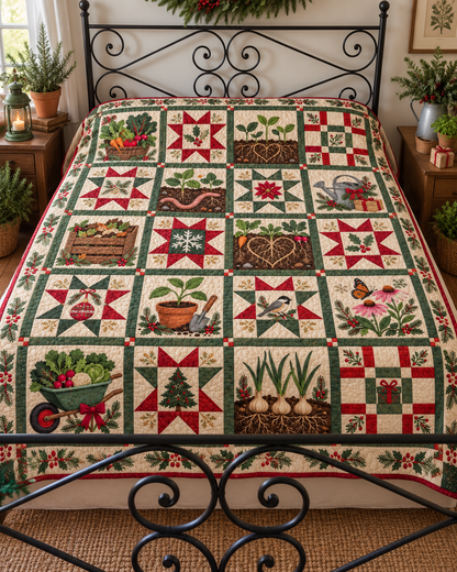 Roots of Christmas Quilt Blanket — bed mockup