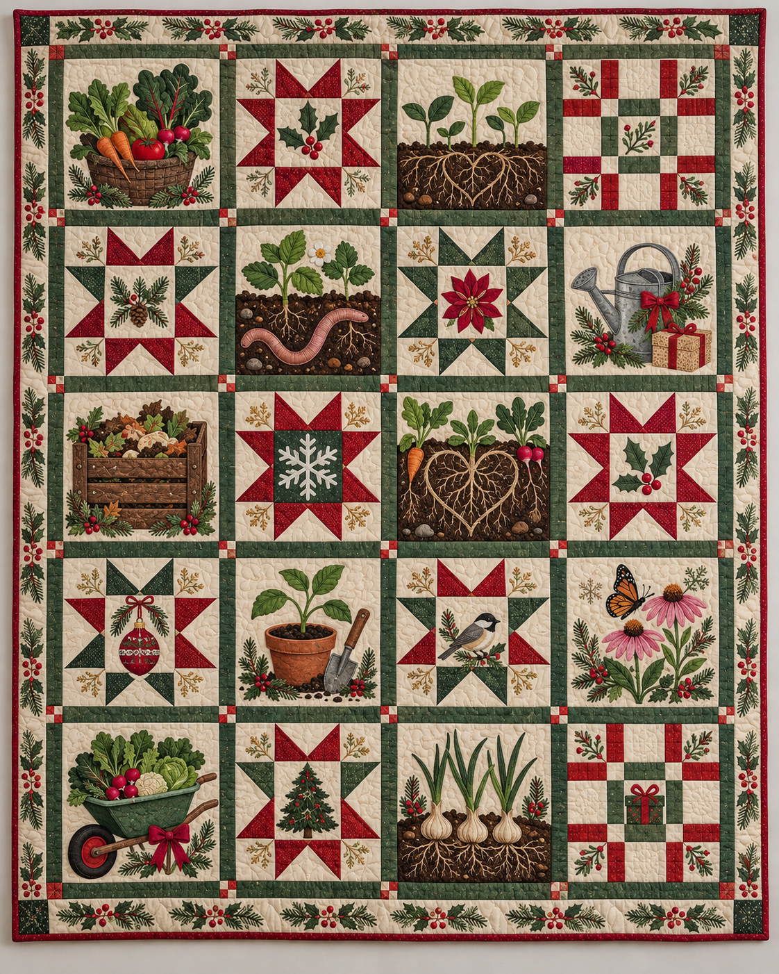 Roots of Christmas Quilt Blanket — main design