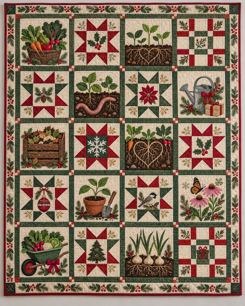 Roots of Christmas Quilt Blanket — main design