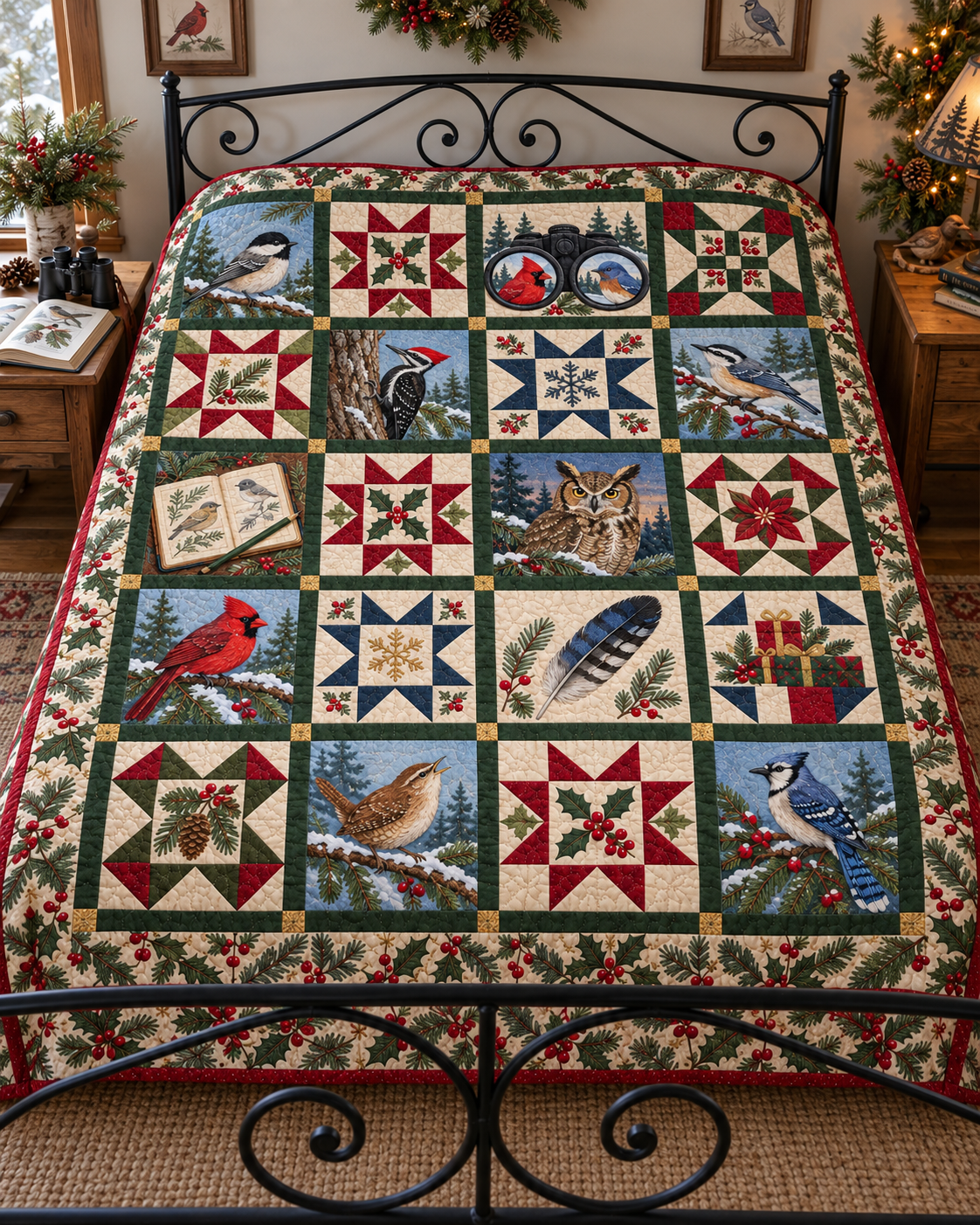 Winter Wings Quilt Blanket — bed mockup