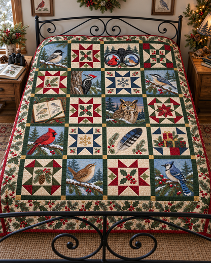 Winter Wings Quilt Blanket — bed mockup