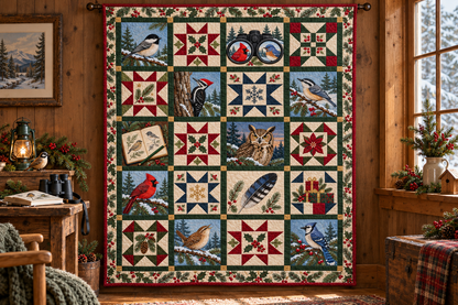 Winter Wings Quilt Blanket — hanging mockup