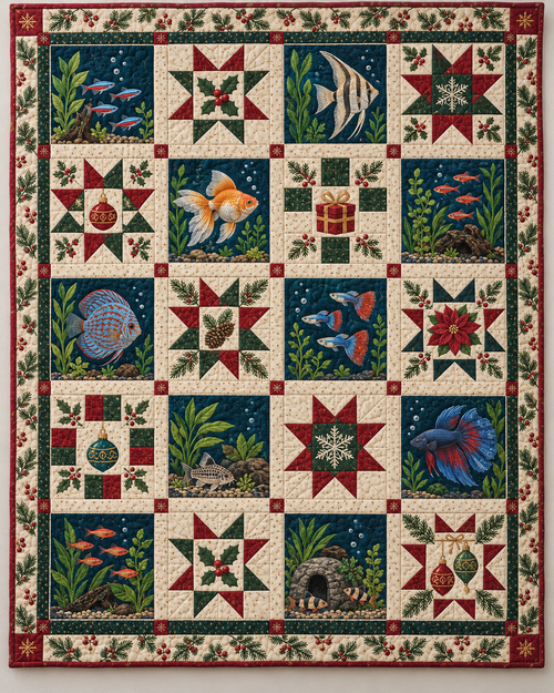 Christmas Underwater Quilt Blanket — main design