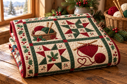 Knitted Christmas Comfort Quilt Blanket — folded mockup