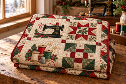 Sew Merry Quilt Blanket — folded mockup