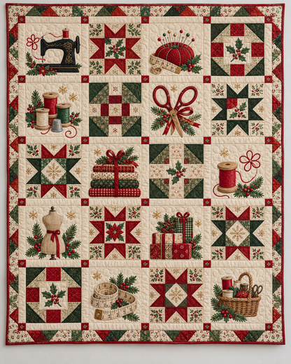 Sew Merry Quilt Blanket — main design