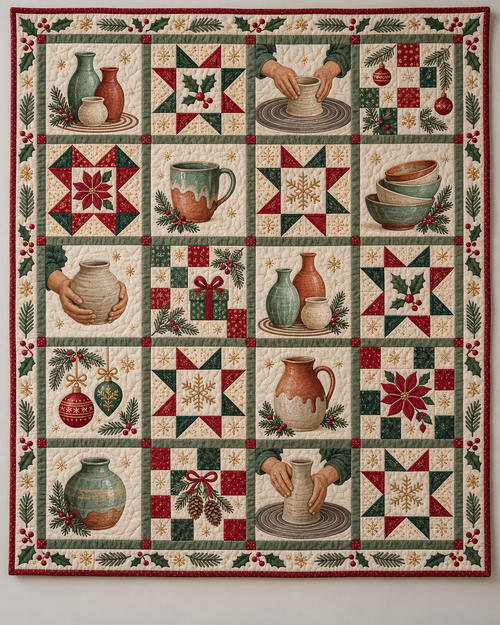 Clay & Christmas Quilt Blanket — main design