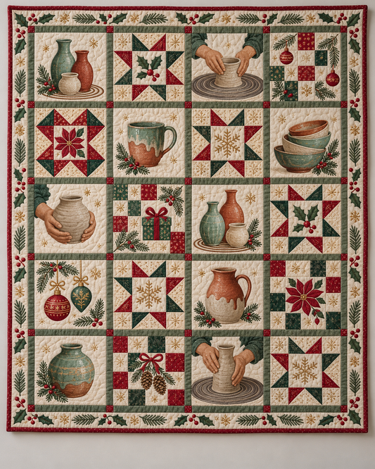 Clay & Christmas Quilt Blanket — main design