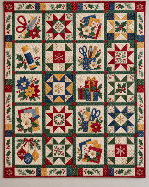 Paper Petals & Presents Quilt Blanket — main design
