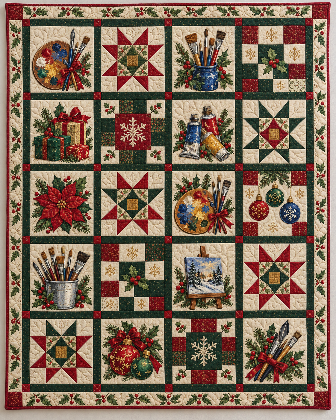 Christmas on the Palette Quilt Blanket — main design