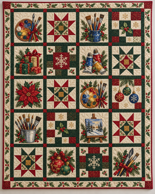 Christmas on the Palette Quilt Blanket — main design