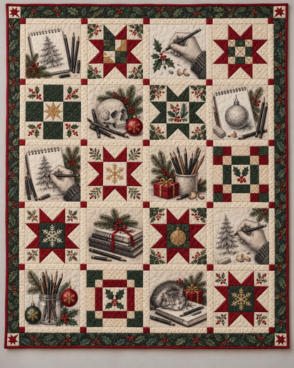 Sketches of Christmas Quilt Blanket — main design