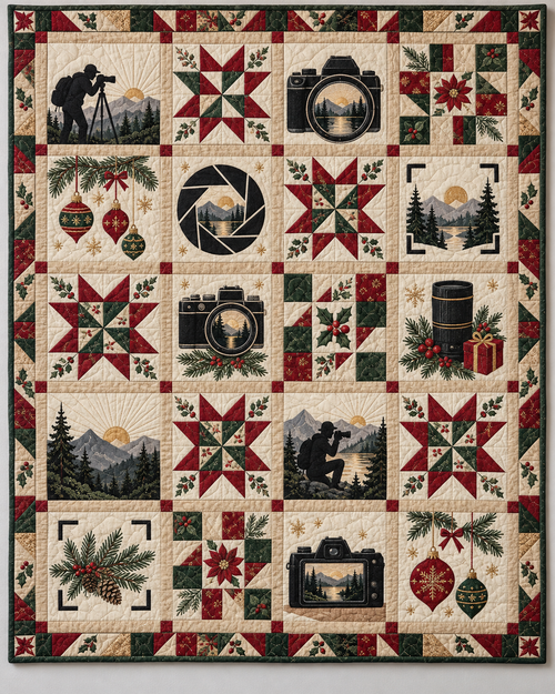 Through the Christmas Lens Quilt Blanket — main design