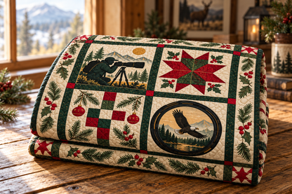 Wild Winter Through the Lens Quilt Blanket — folded mockup