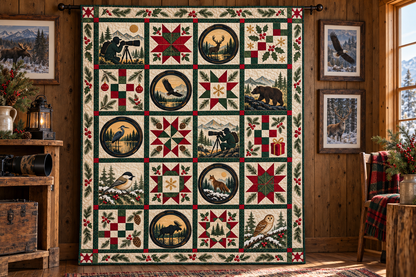 Wild Winter Through the Lens Quilt Blanket — hanging mockup
