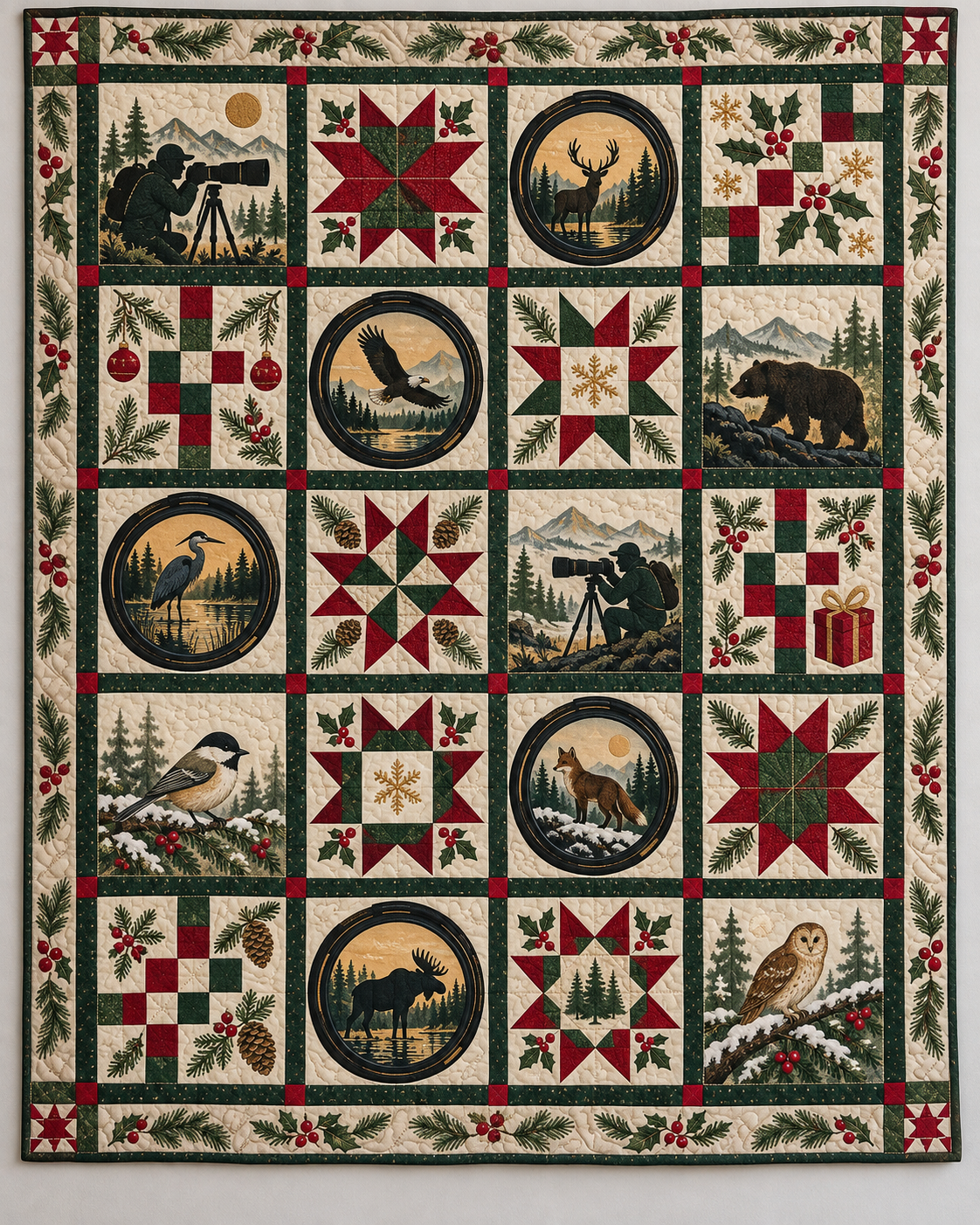 Wild Winter Through the Lens Quilt Blanket — main design
