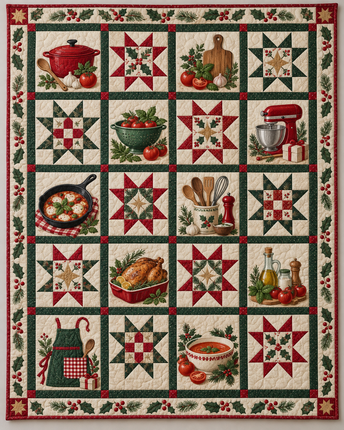 Christmas in the Kitchen Quilt Blanket — main design