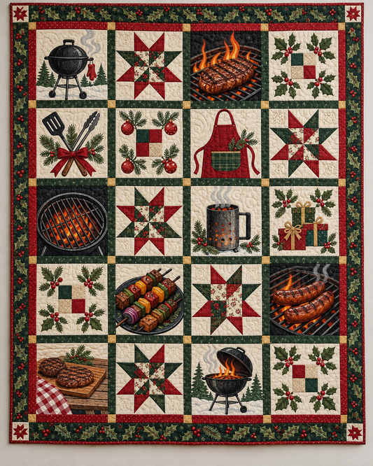 Christmas at the Grill Quilt Blanket — main design