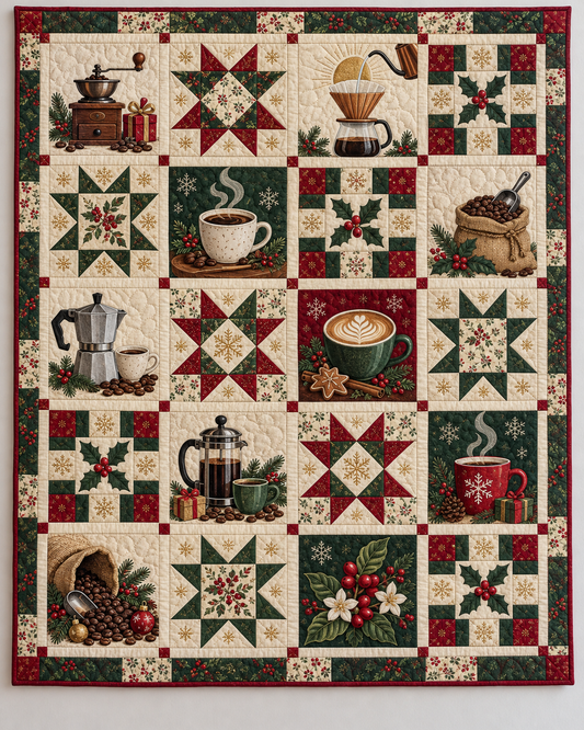 Christmas Coffee Ritual Quilt Blanket — main design