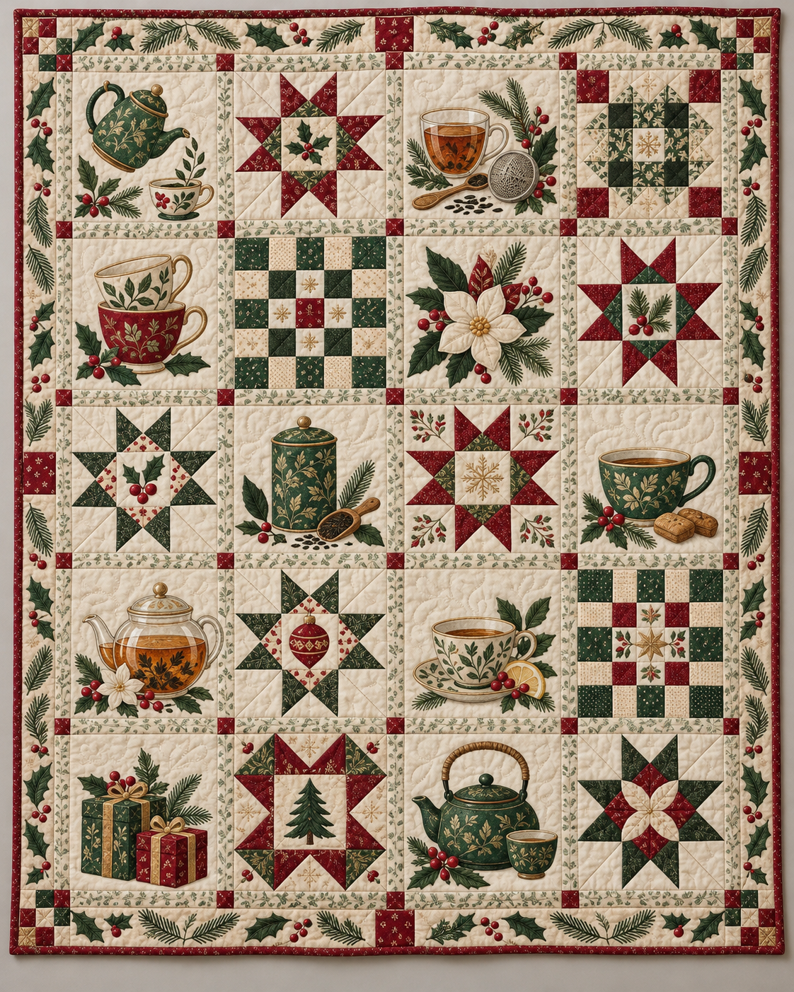 Steeped in Christmas Quilt Blanket — main design