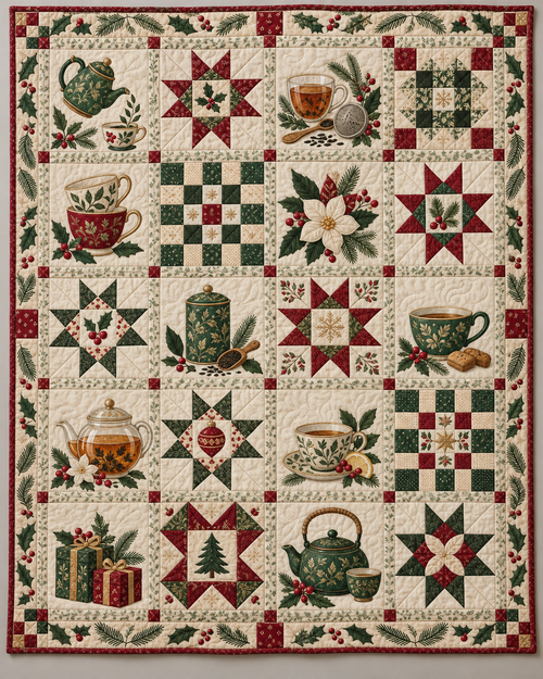 Steeped in Christmas Quilt Blanket — main design