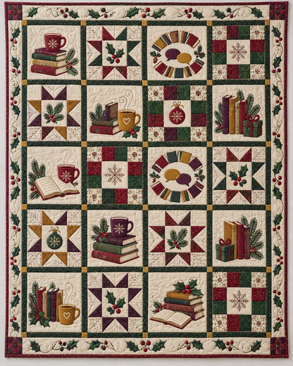 Christmas Book Circle Quilt Blanket — main design