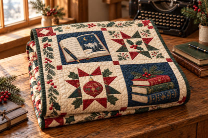 Christmas Between the Lines Quilt Blanket — folded mockup
