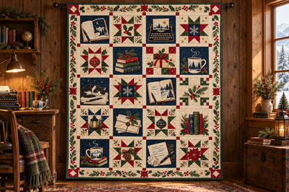 Christmas Between the Lines Quilt Blanket — hanging mockup