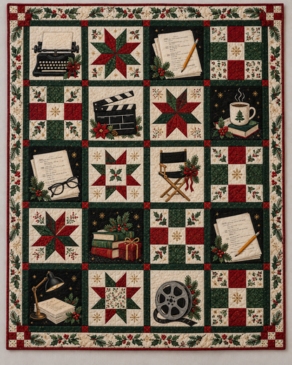A Christmas Story in the Making Quilt Blanket — main design