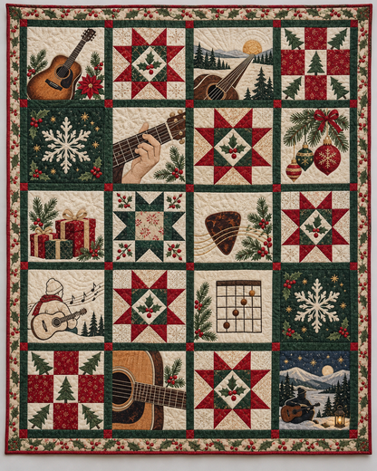 Six Strings of Christmas Quilt Blanket — main design