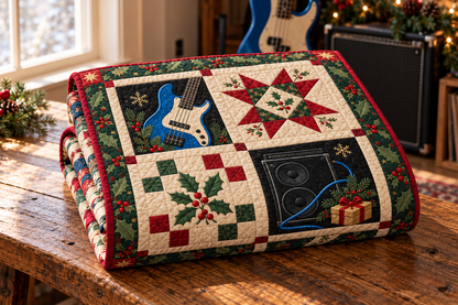 Christmas in the Low Notes Quilt Blanket — folded mockup