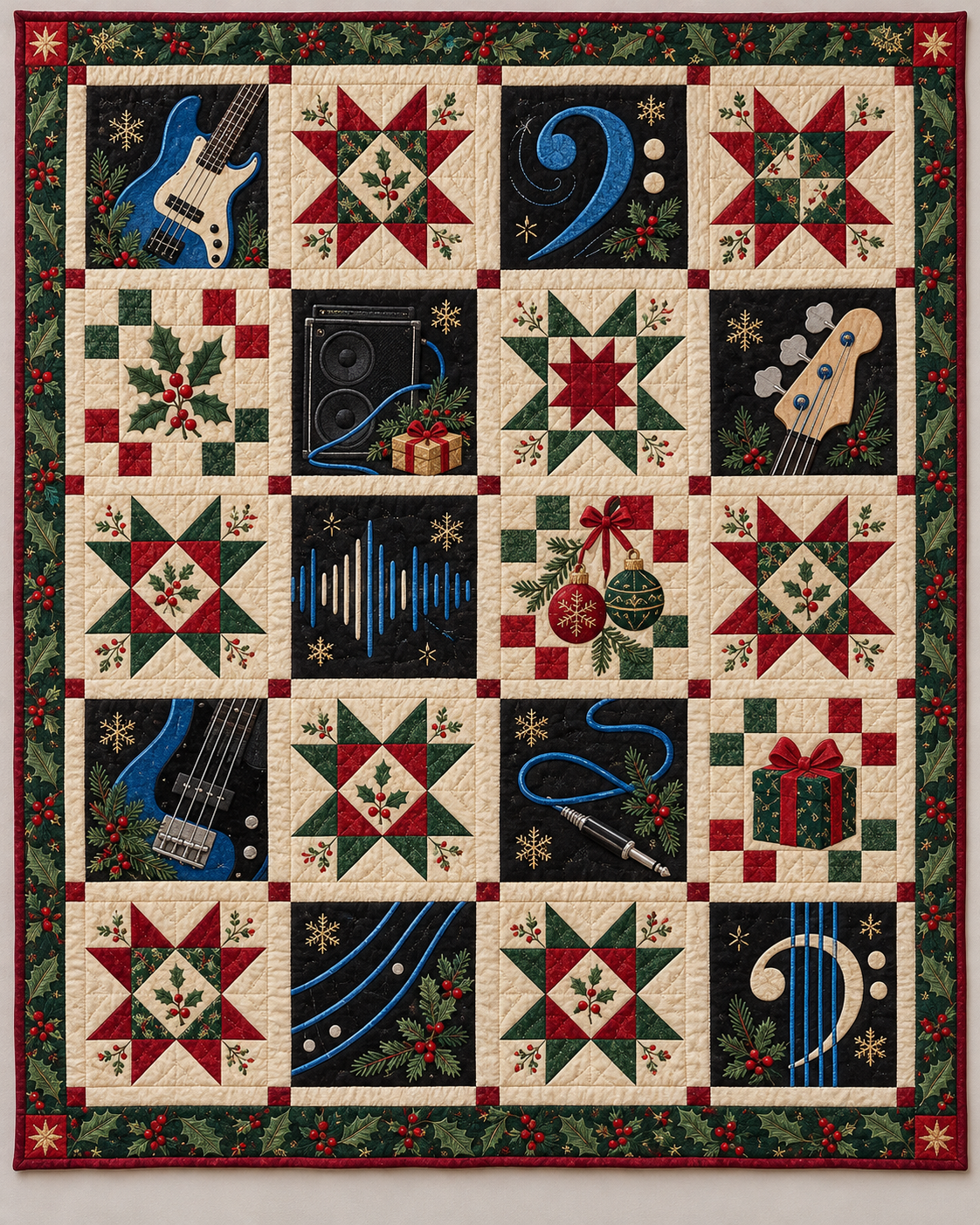 Christmas in the Low Notes Quilt Blanket — main design