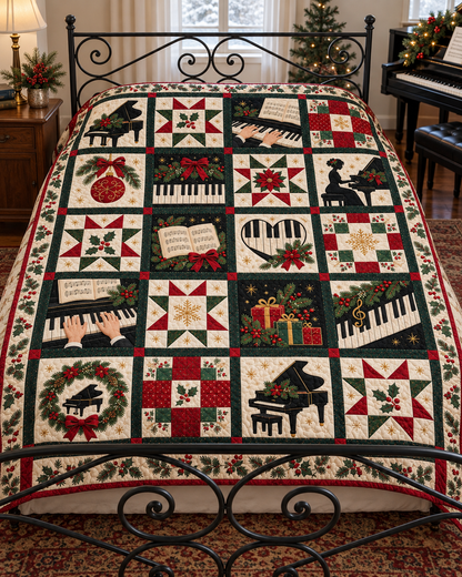Christmas on the Keys Quilt Blanket — bed mockup