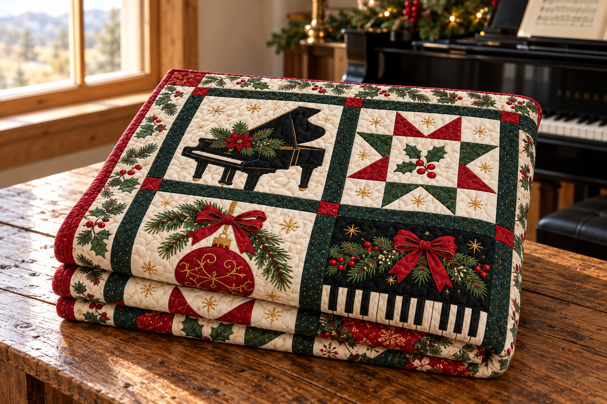 Christmas on the Keys Quilt Blanket — folded mockup