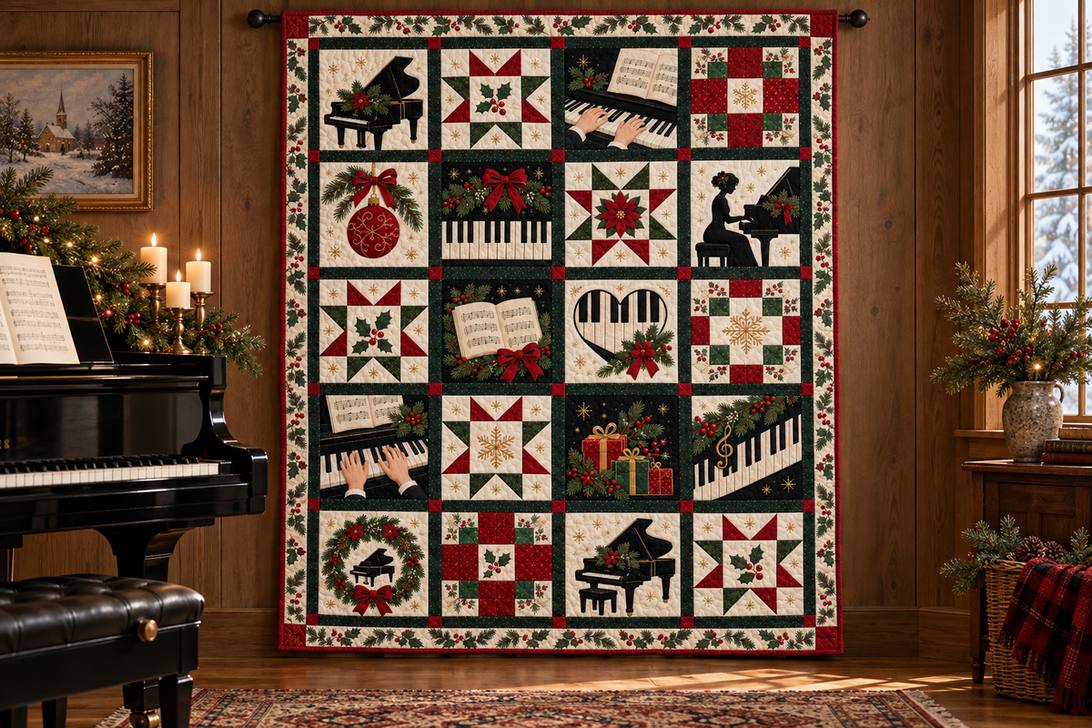 Christmas on the Keys Quilt Blanket — hanging mockup