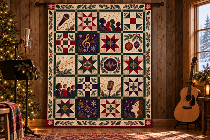Voices of Christmas Quilt Blanket — hanging mockup