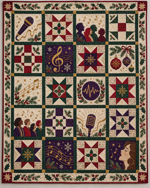 Voices of Christmas Quilt Blanket — main design