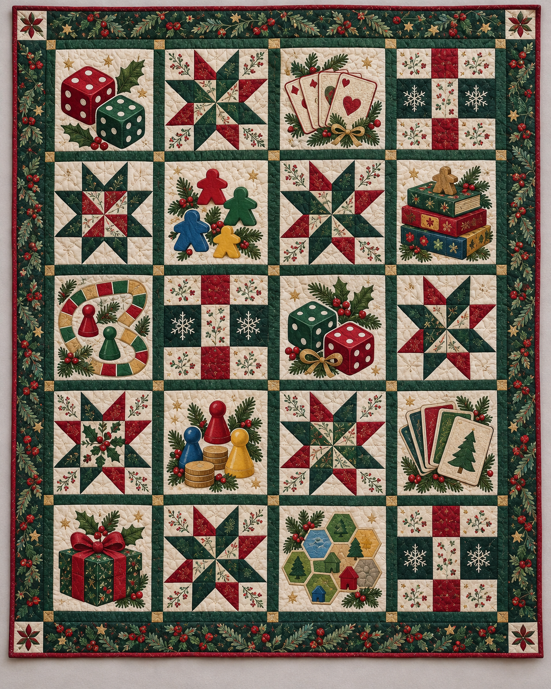 Christmas Game Night Quilt Blanket — main design
