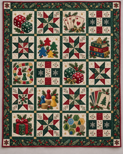 Christmas Game Night Quilt Blanket — main design