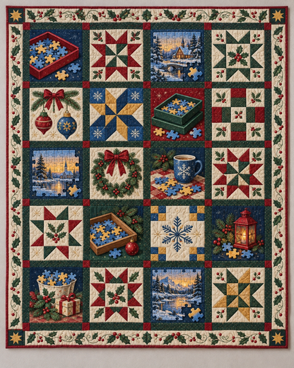 Pieces of Christmas Quilt Blanket — main design
