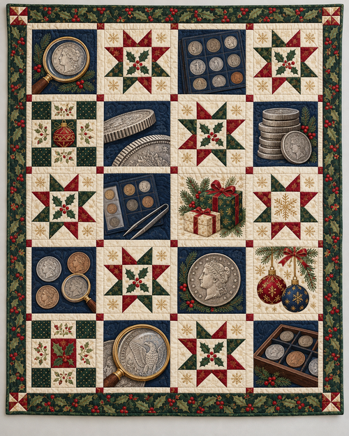 Christmas Coin Cabinet Quilt Blanket — main design
